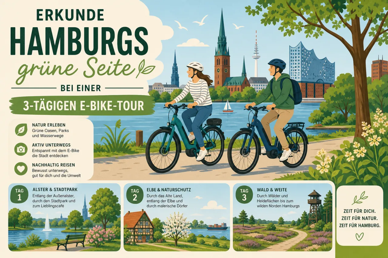 Erkunde Hamburgs grüne Seite bei einer 3-tägigen E-Bike-Tour