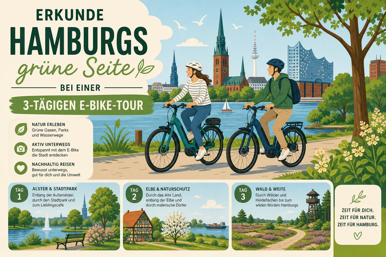 Erkunde Hamburgs grüne Seite bei einer 3-tägigen E-Bike-Tour