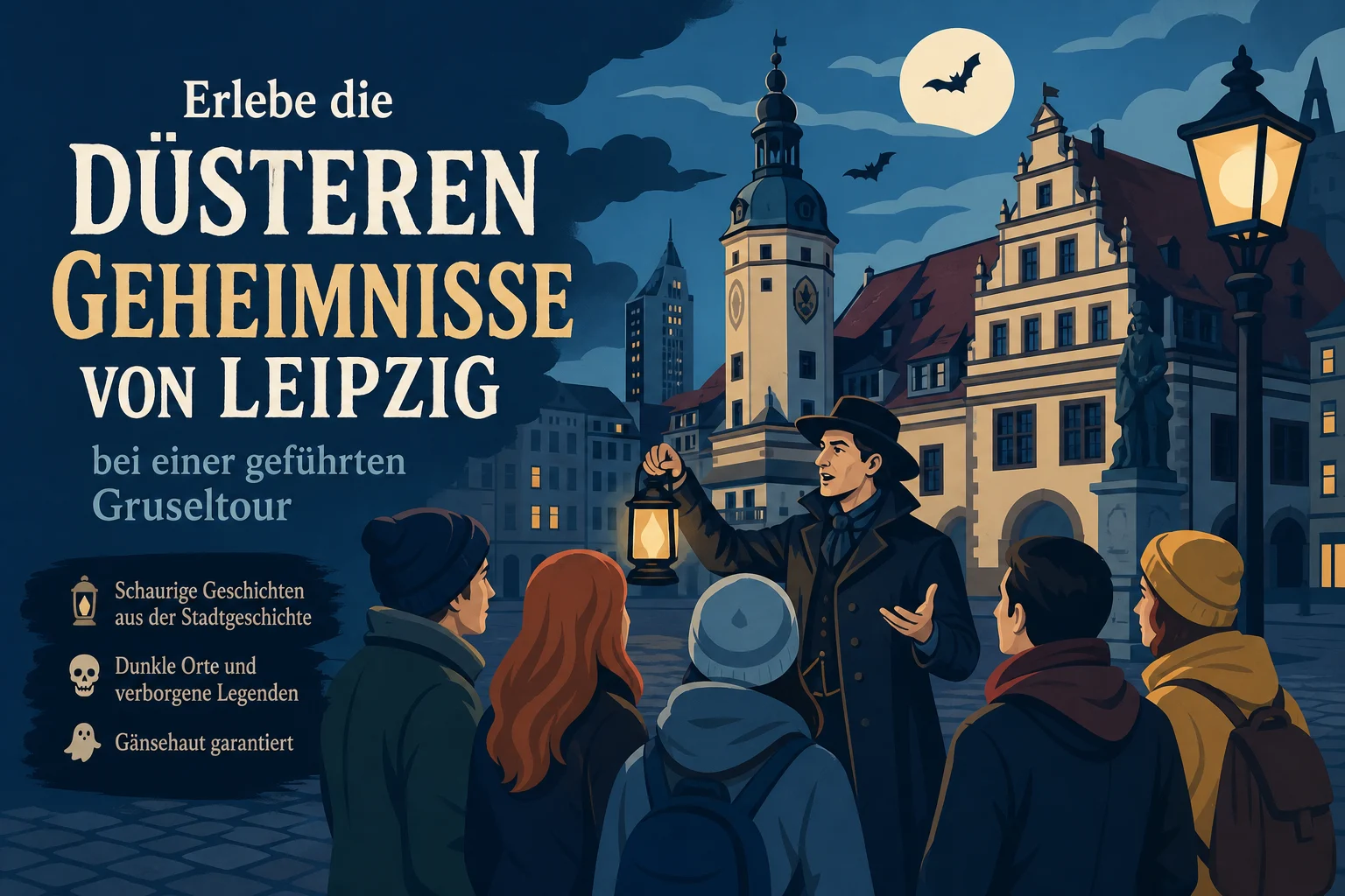 Geführte Gruseltour in Leipzig: Nachtspaziergang mit Geschichte und Gänsehaut