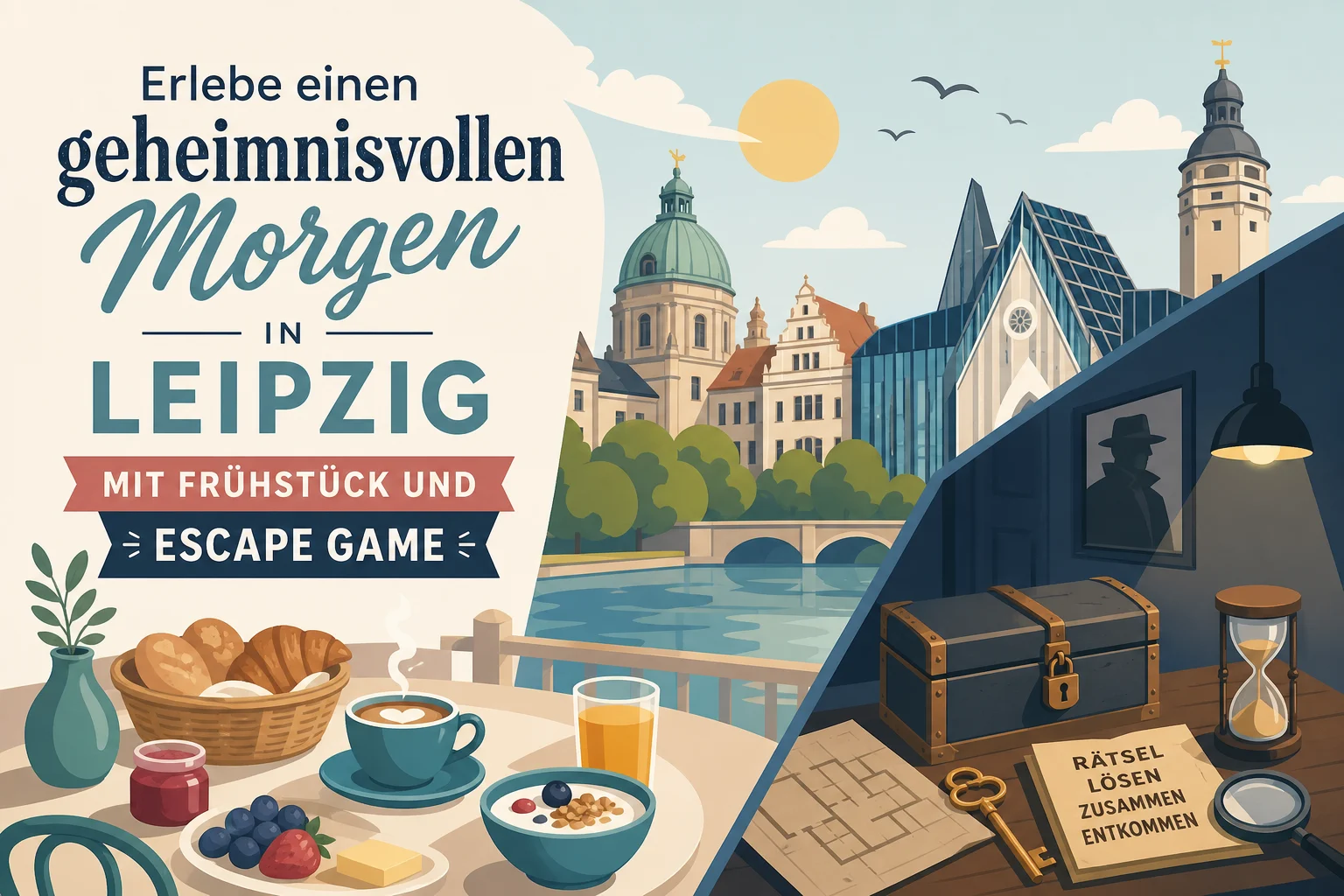 Geheimnisvoller Morgen in Leipzig mit Frühstück und Escape Game