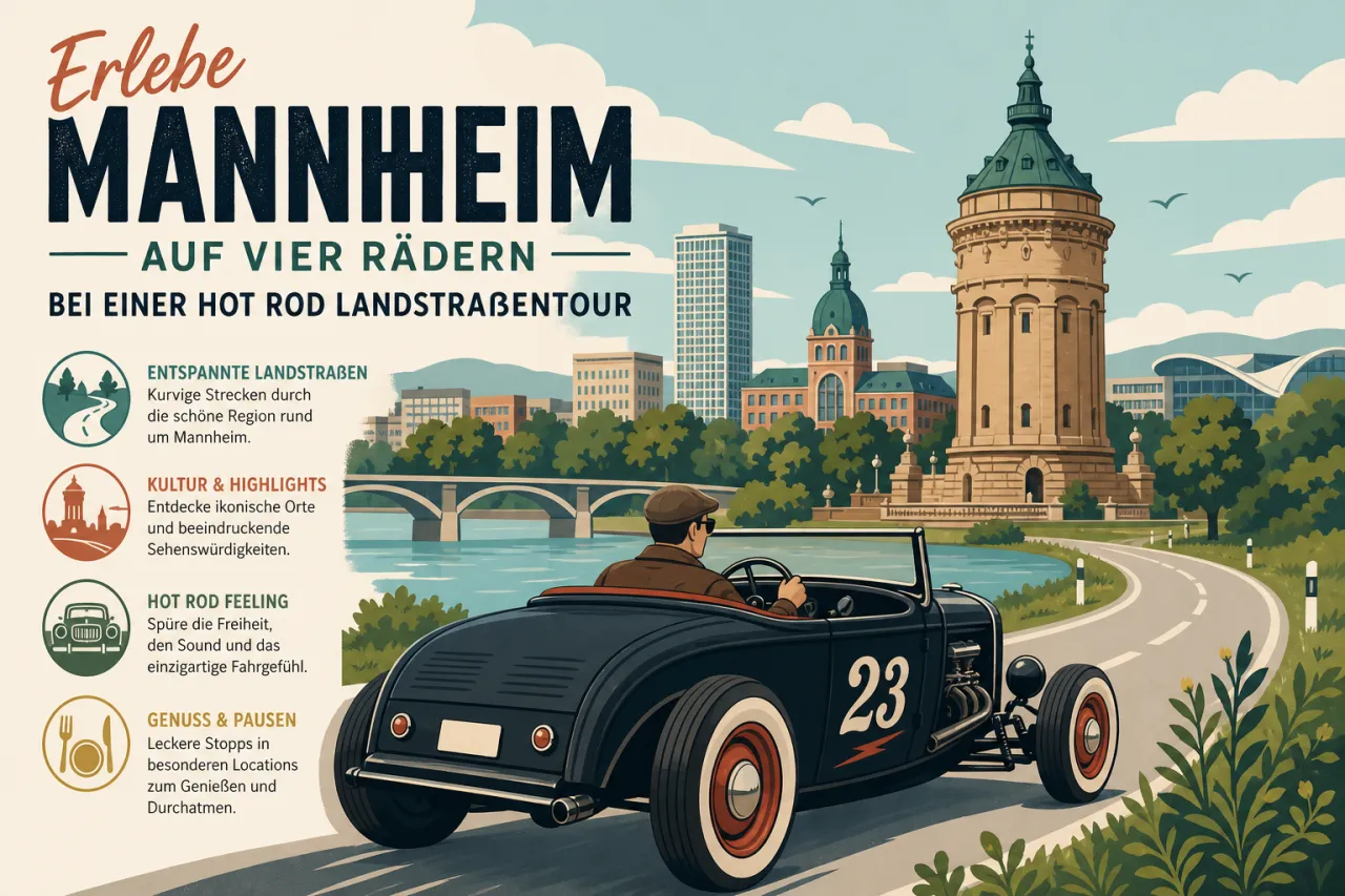 Erlebe Mannheim auf vier Rädern bei einer Hot Rod Landstraßentour
