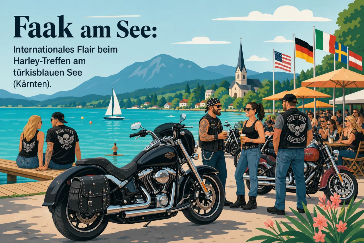Faak am See: Internationales Flair beim Harley-Treffen am türkisblauen See