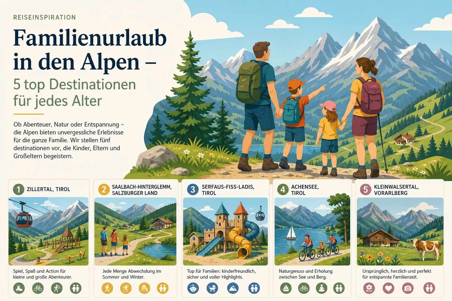 Familienurlaub in den Alpen – 5 Top-Destinationen für jedes Alter