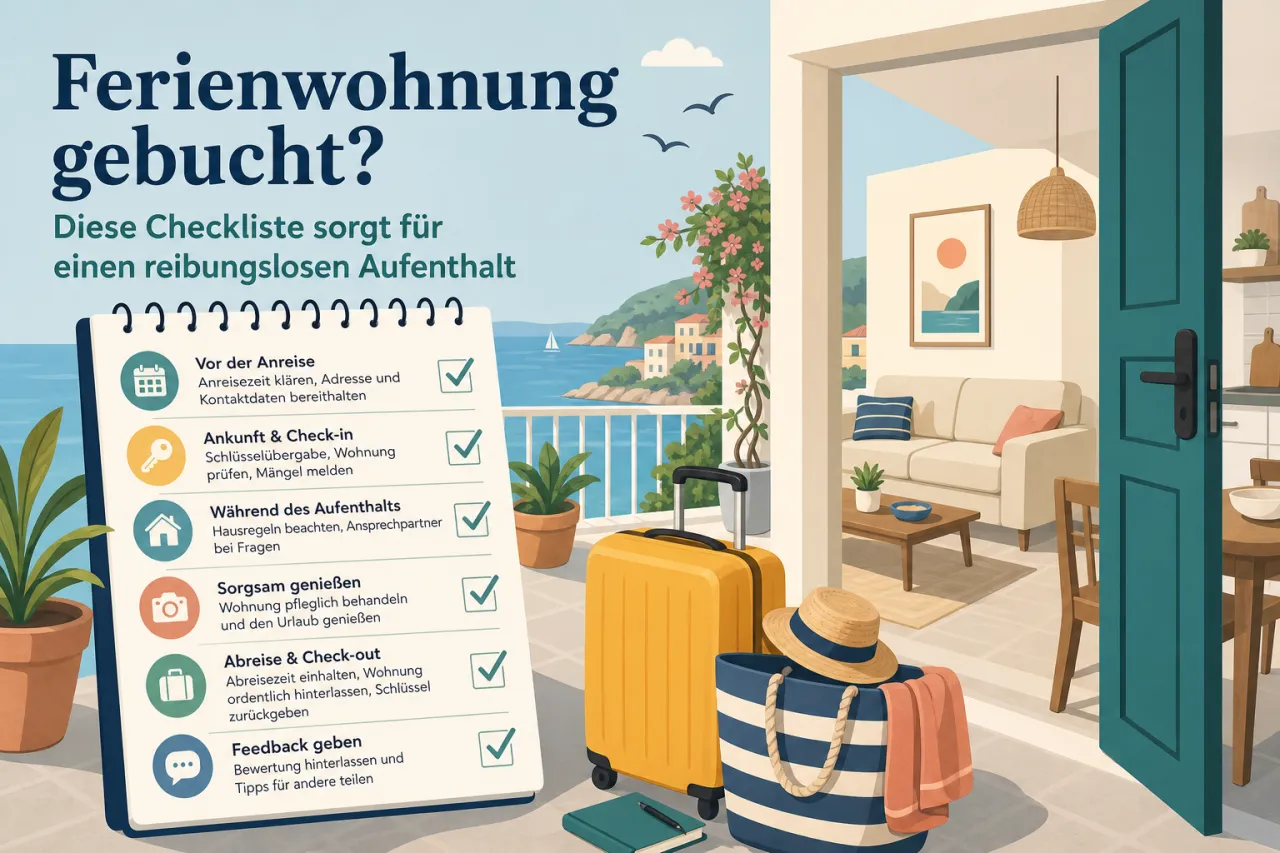 Ferienwohnung gebucht? Diese Checkliste sorgt für einen reibungslosen Aufenthalt