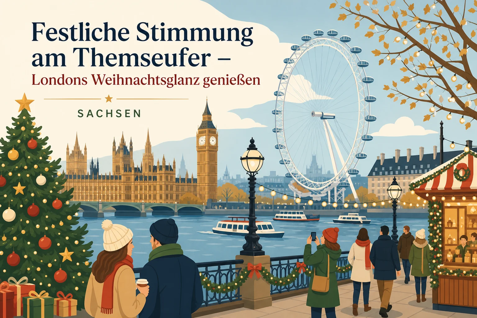 Festliche Stimmung am Themseufer – Londons Weihnachtsglanz genießen