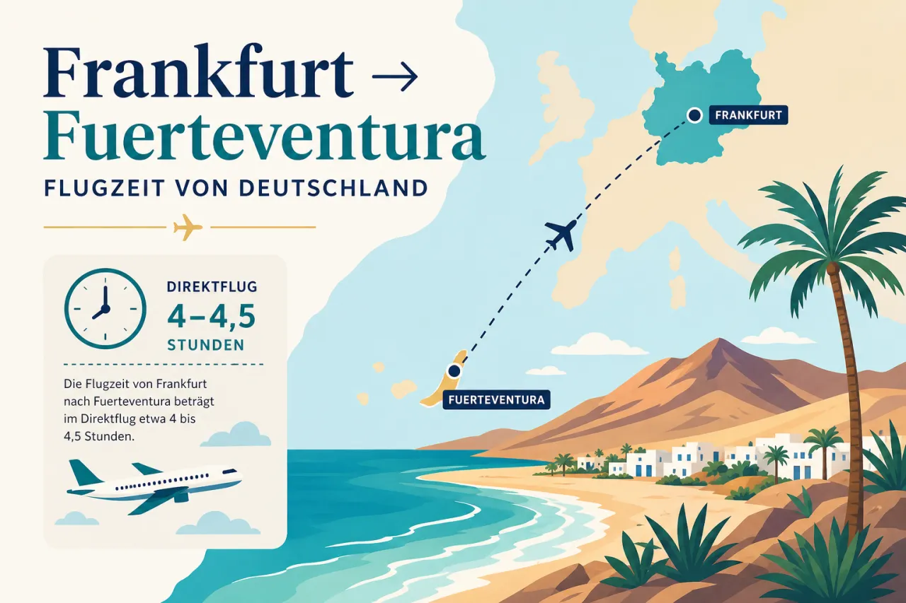 Frankfurt–Fuerteventura: Flugzeit von Deutschland