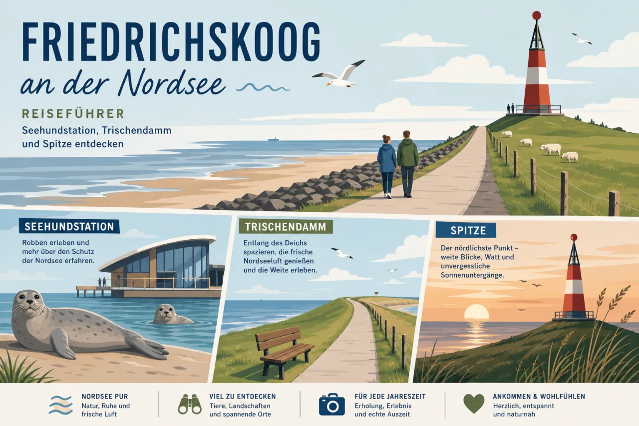 Friedrichskoog an der Nordsee: Reiseführer für Seehundstation, Trischendamm und Spitze