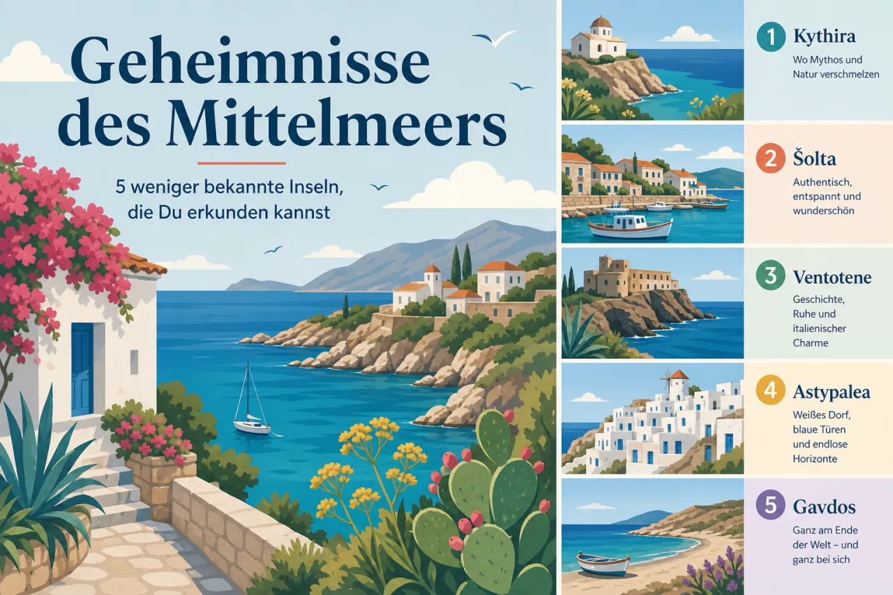 Geheimnisse des Mittelmeers: 5 weniger bekannte Inseln, die Du erkunden kannst