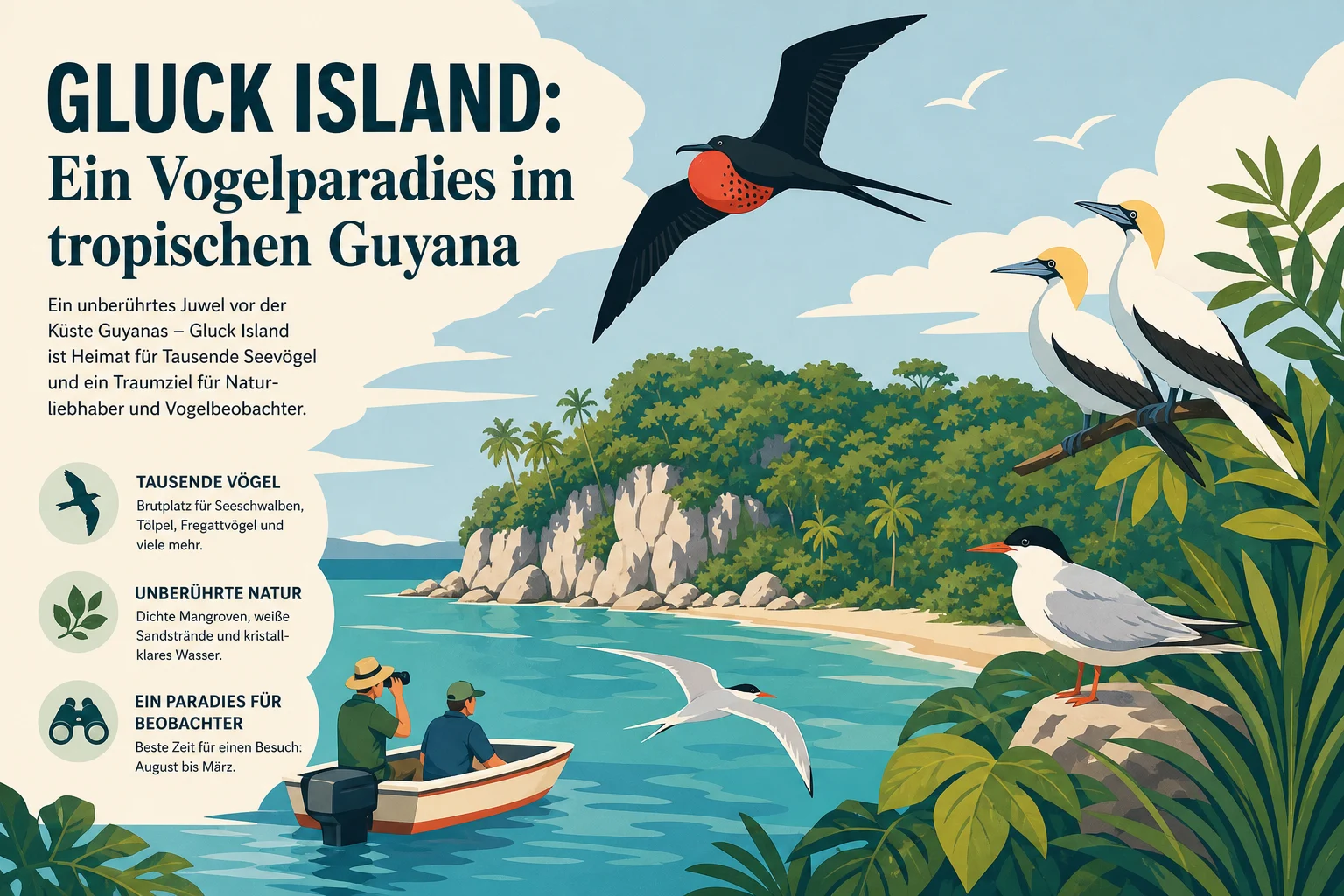 Gluck Island: Ein Vogelparadies im tropischen Guyana
