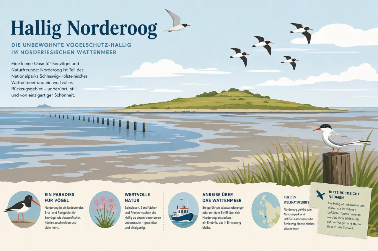 Hallig Norderoog: die unbewohnte Vogelschutz-Hallig im nordfriesischen Wattenmeer