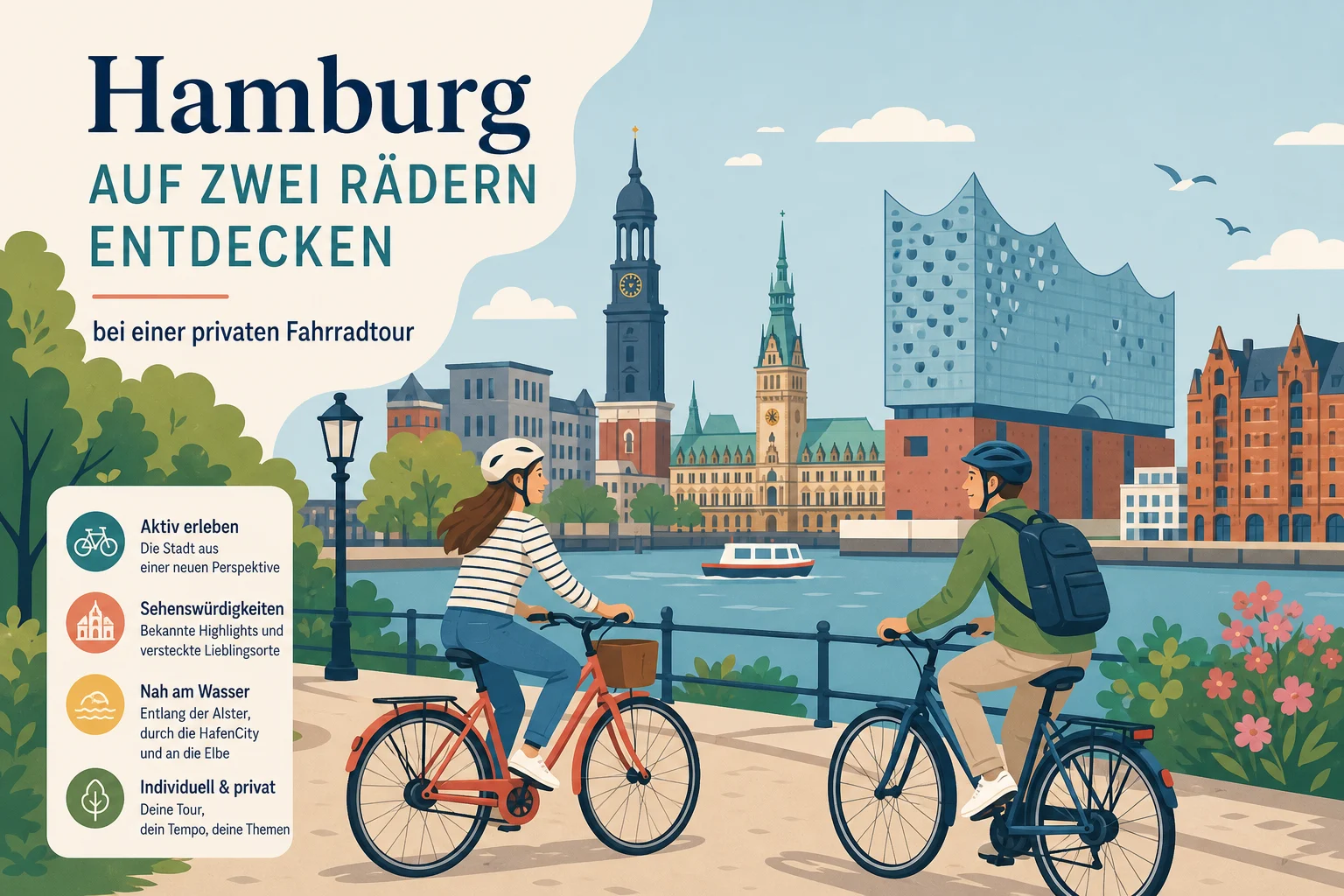 Hamburg auf zwei Rädern entdecken bei einer privaten Fahrradtour