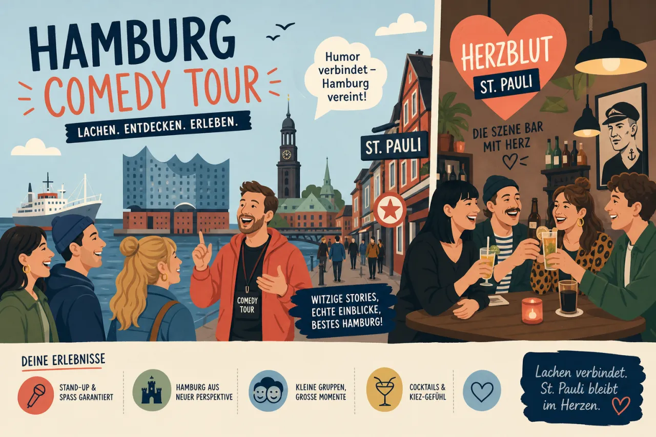 Hamburg Comedy Tour mit Besuch der Szene-Bar Herzblut in St. Pauli