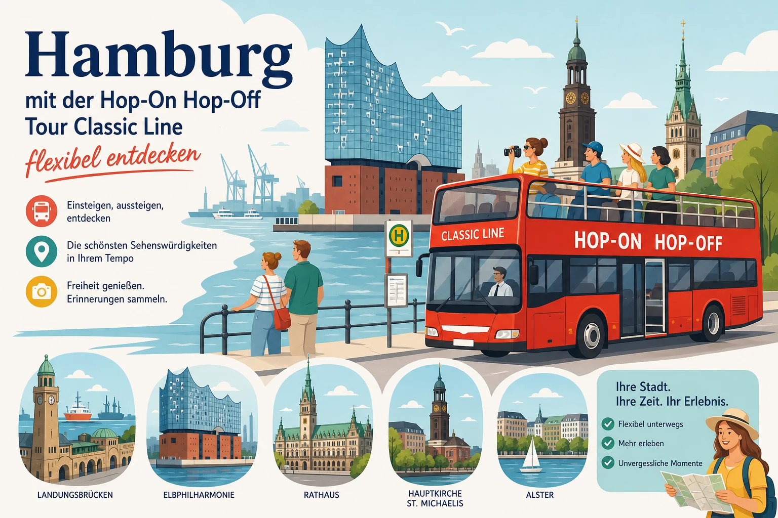 Hamburg mit der Hop-On Hop-Off Tour Classic Line flexibel entdecken