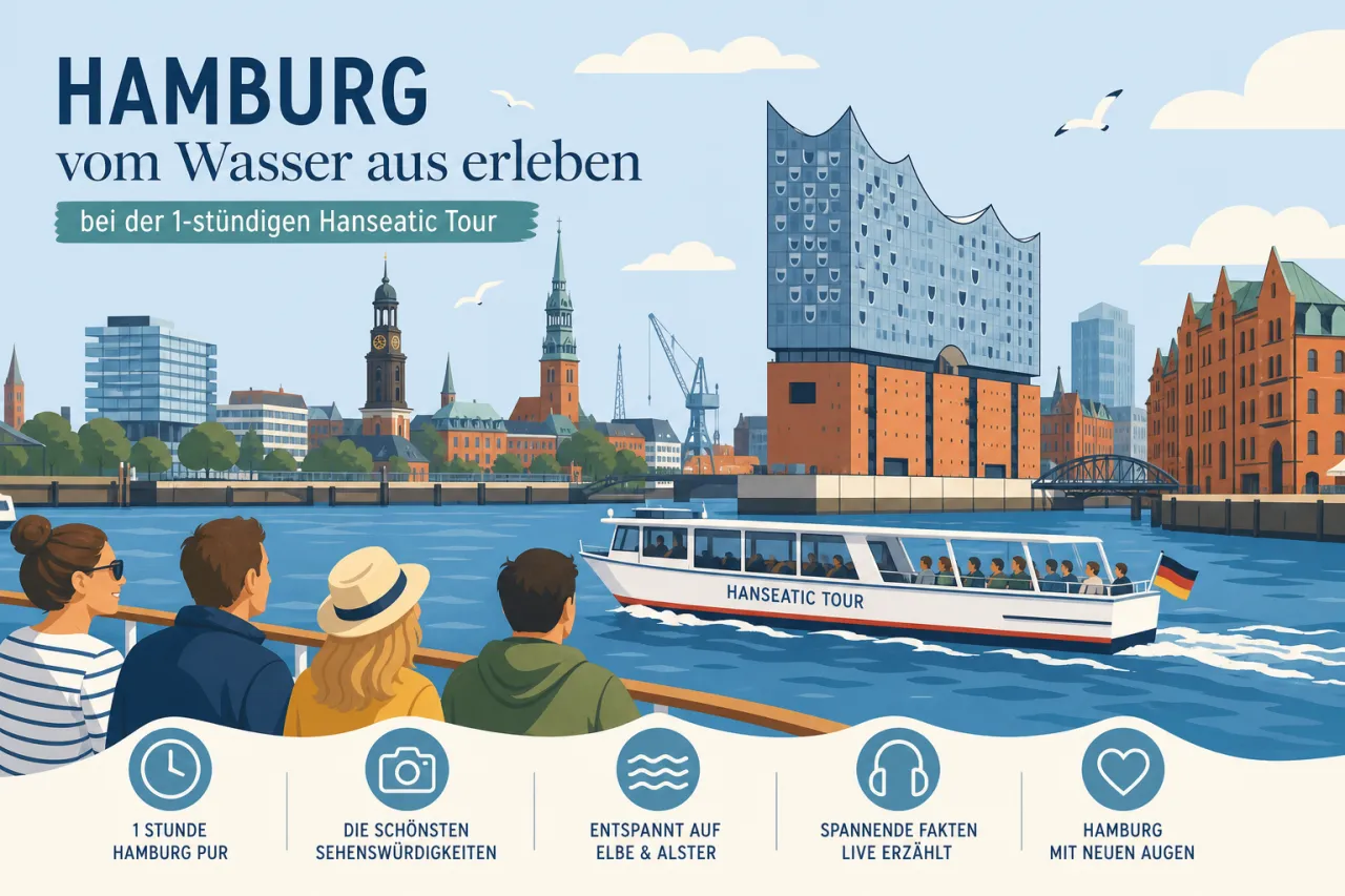 Hamburg vom Wasser aus erleben bei der 1-stündigen Hanseatic Tour