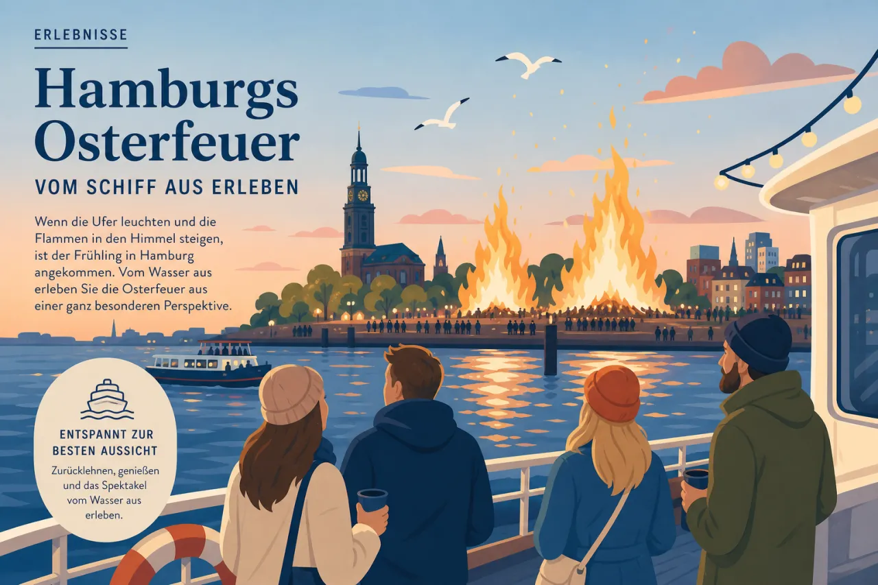 Hamburgs Osterfeuer vom Schiff aus erleben