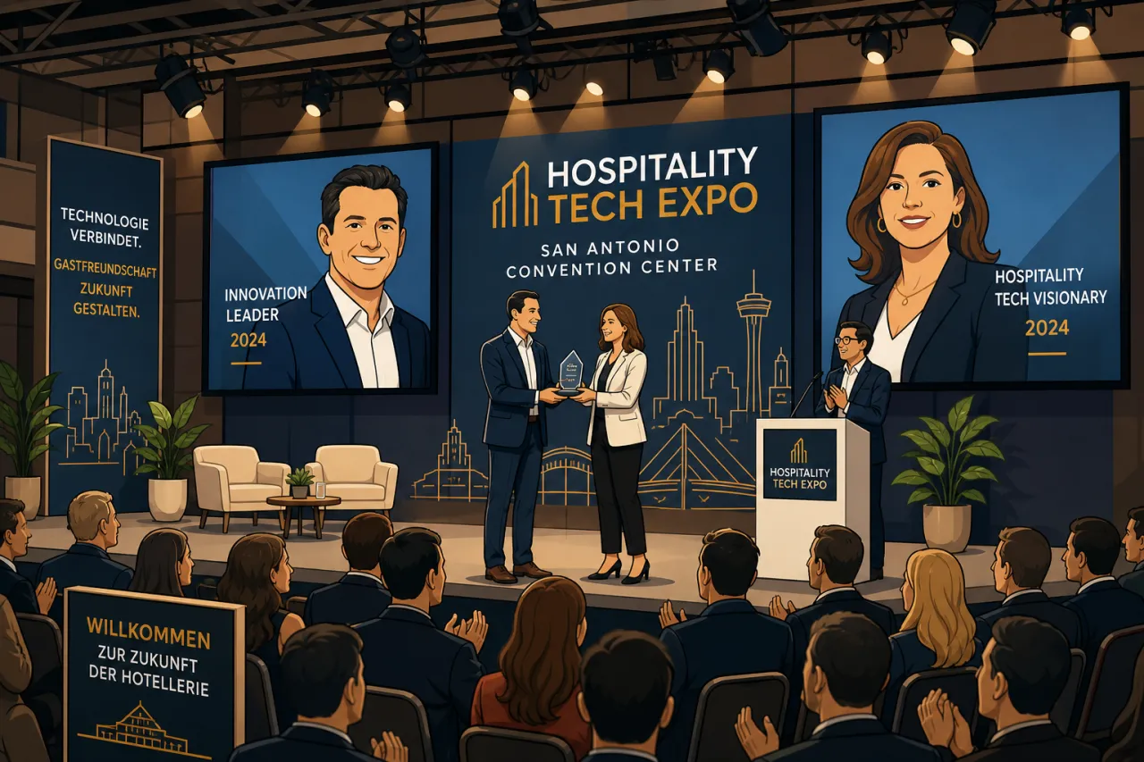 HITEC-Konferenz für Hospitality-Technologie, Bühne mit Award-Verleihung im Kongresszentrum