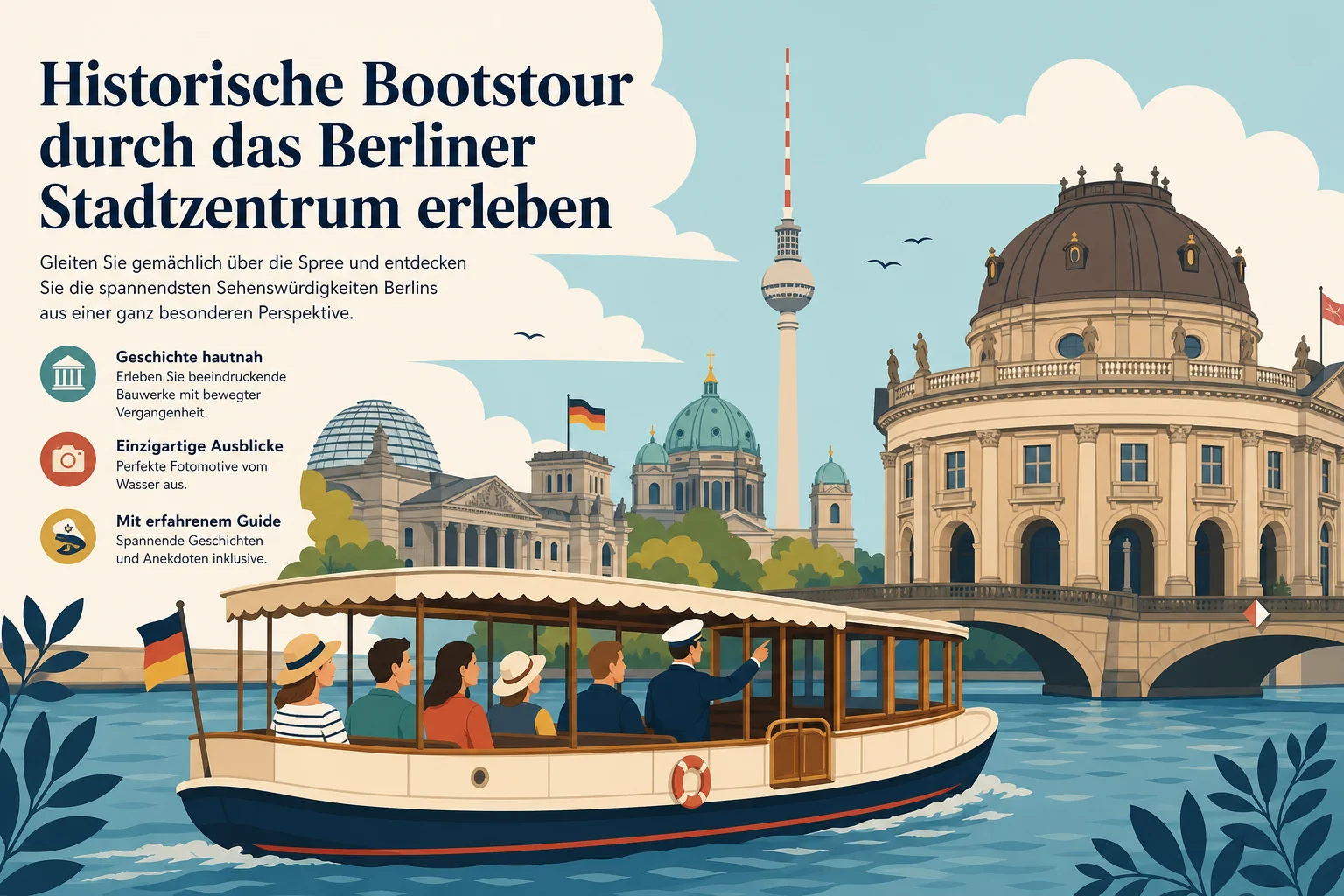 Historische Bootstour durch das Berliner Stadtzentrum erleben