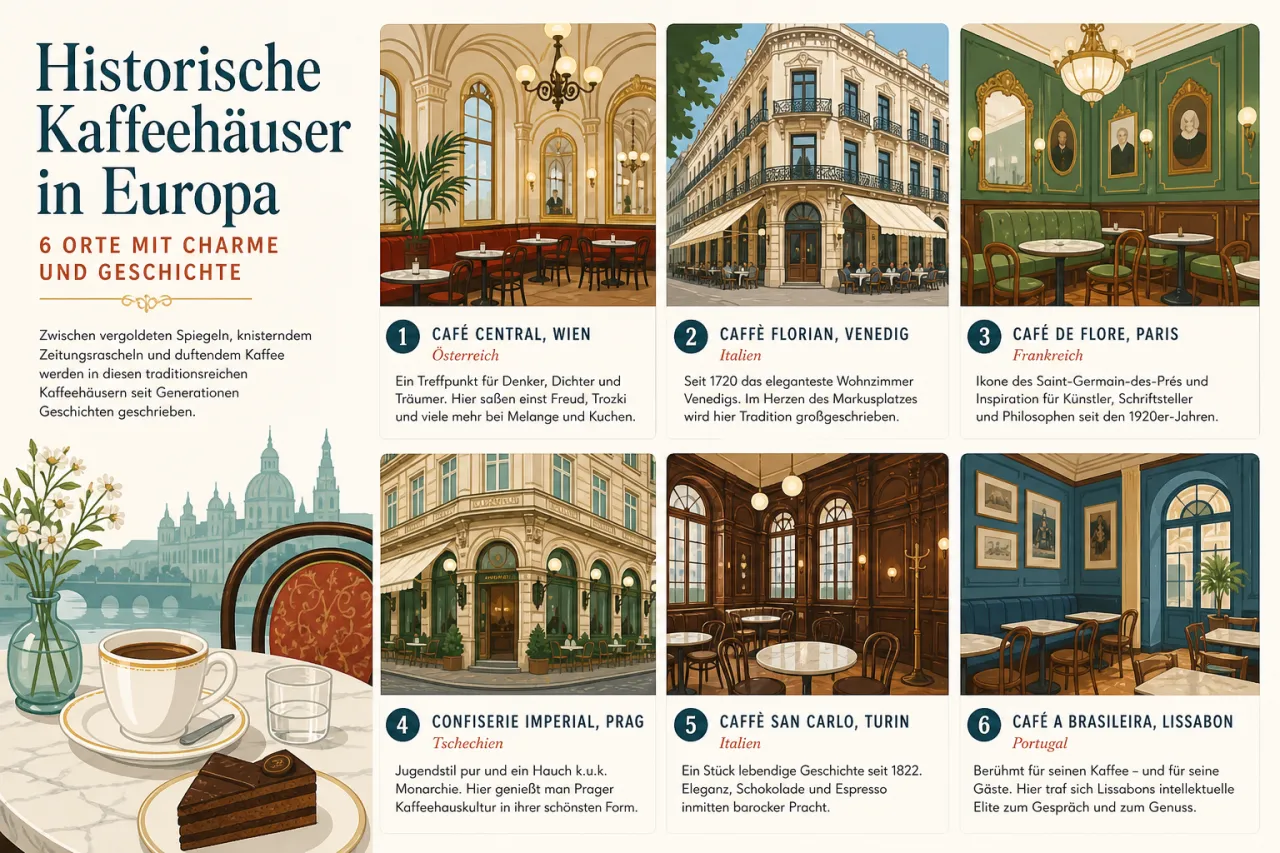 Historische Kaffeehäuser in Europa: 6 Orte mit Charme und Geschichte