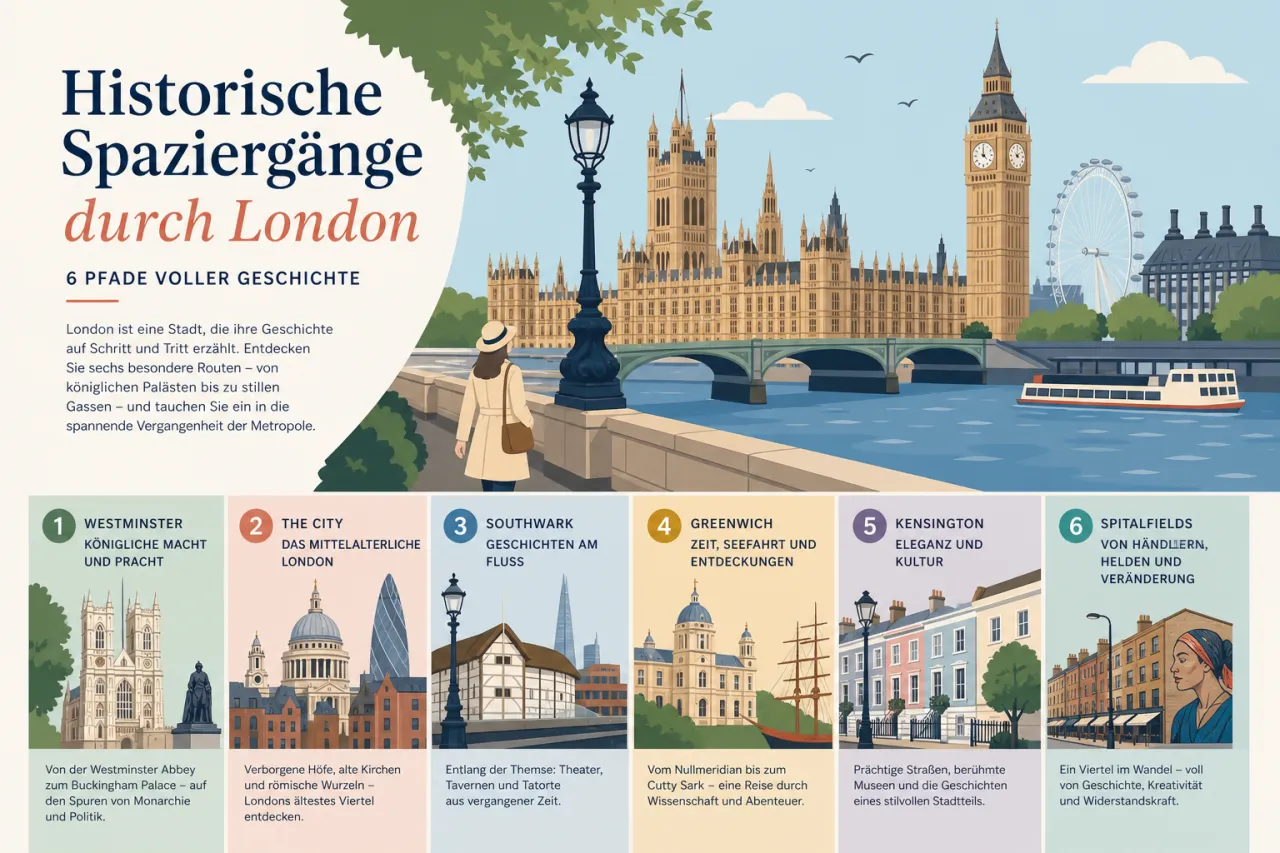 Historische Spaziergänge durch London – 6 Pfade voller Geschichte