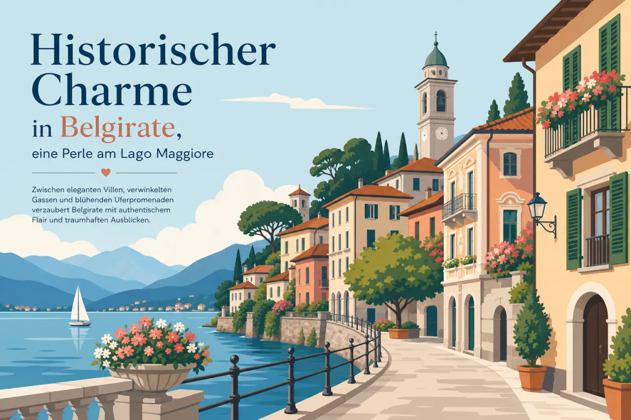 Belgirate am Lago Maggiore: historischer Ort mit Uferpromenade und Villa Hanny