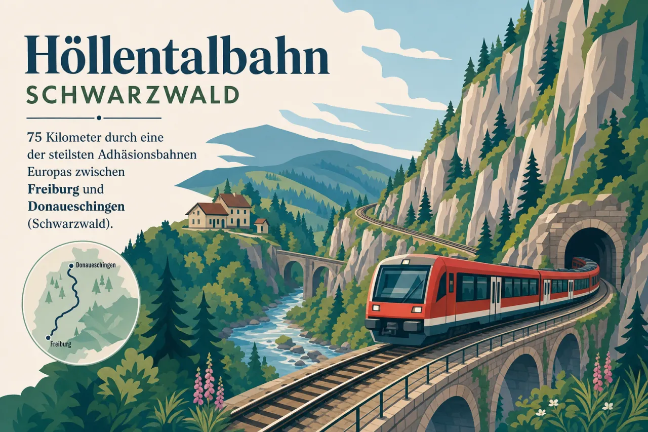 Höllentalbahn Schwarzwald: 75 Kilometer durch eine der steilsten Adhäsionsbahnen Europas zwischen Freiburg und Donaueschingen