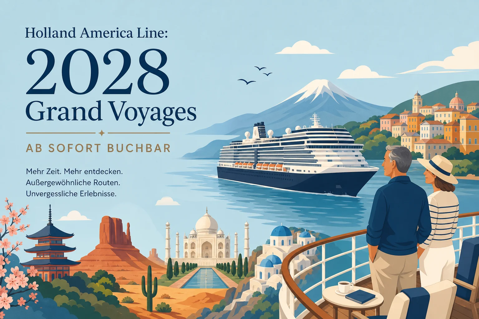 Holland America Line: 2028 Grand Voyages ab sofort buchbar