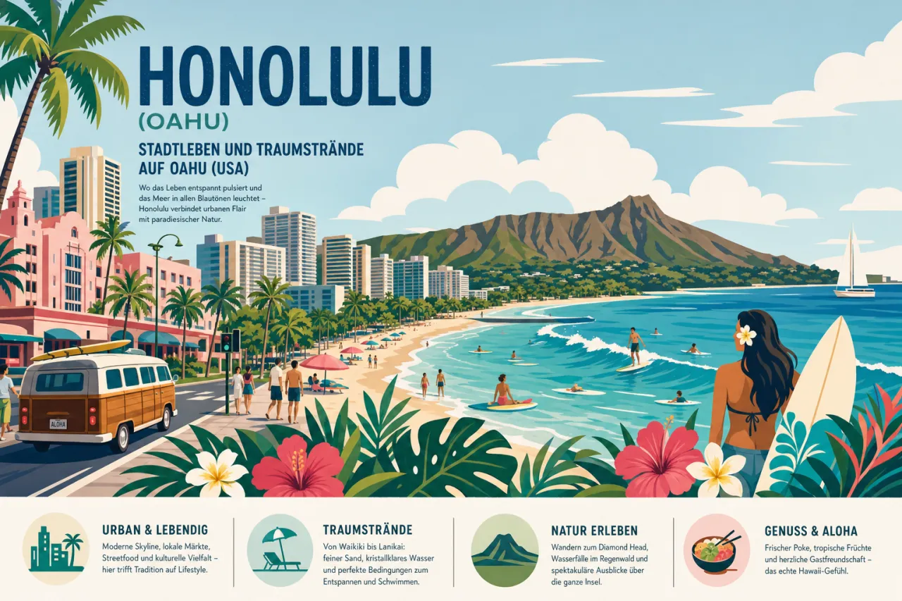 Honolulu (Oahu): Stadtleben und Traumstrände auf Oahu