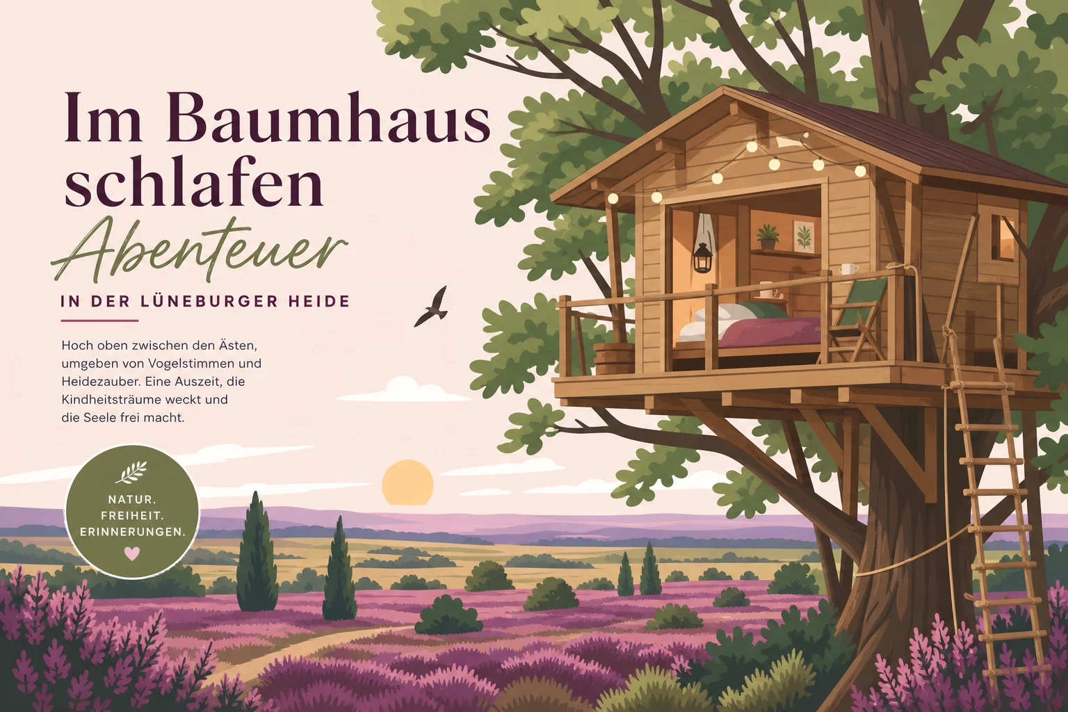 Im Baumhaus schlafen: Abenteuer in der Lüneburger Heide