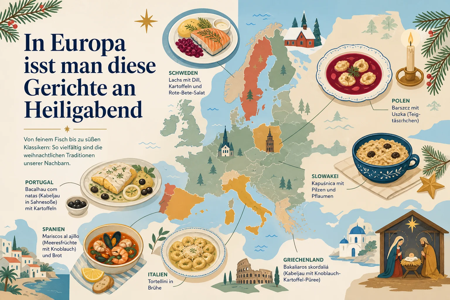 In Europa isst man diese Gerichte an Heiligabend