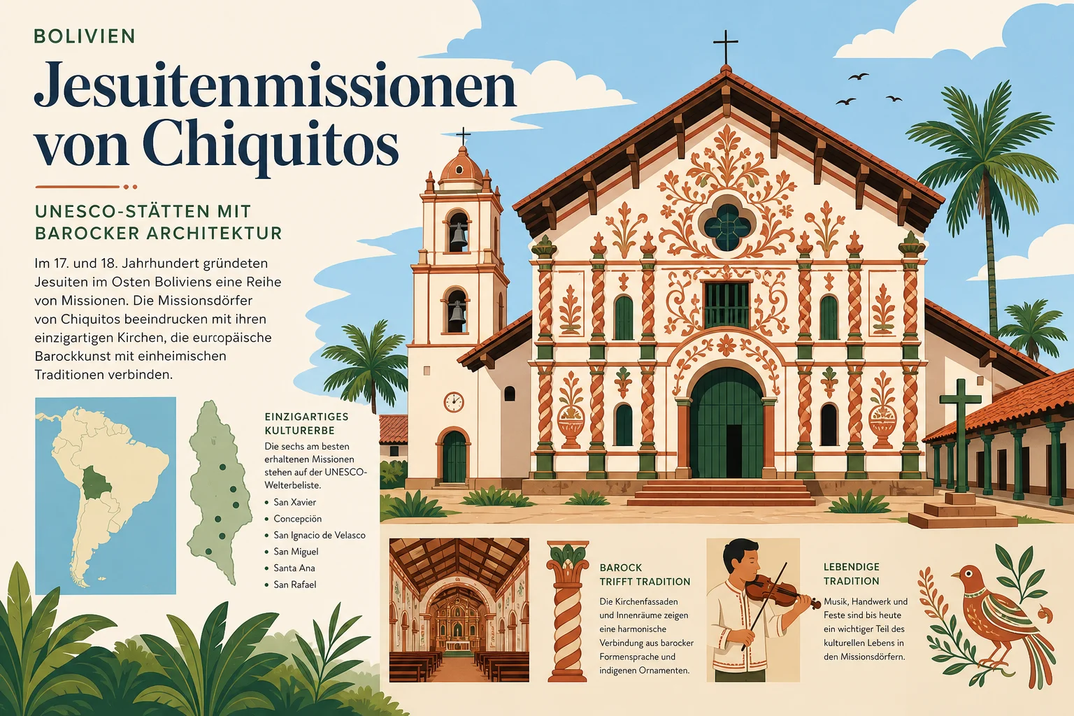 Jesuitenmissionen von Chiquitos: UNESCO-Stätten mit barocker Architektur