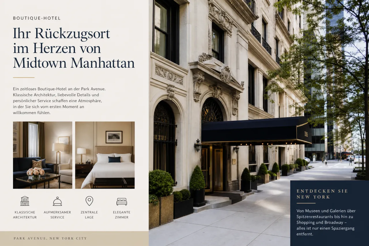 Kimpton Ashbel New York an der Park Avenue mit klassischer Fassadenarchitektur in Midtown Manhattan