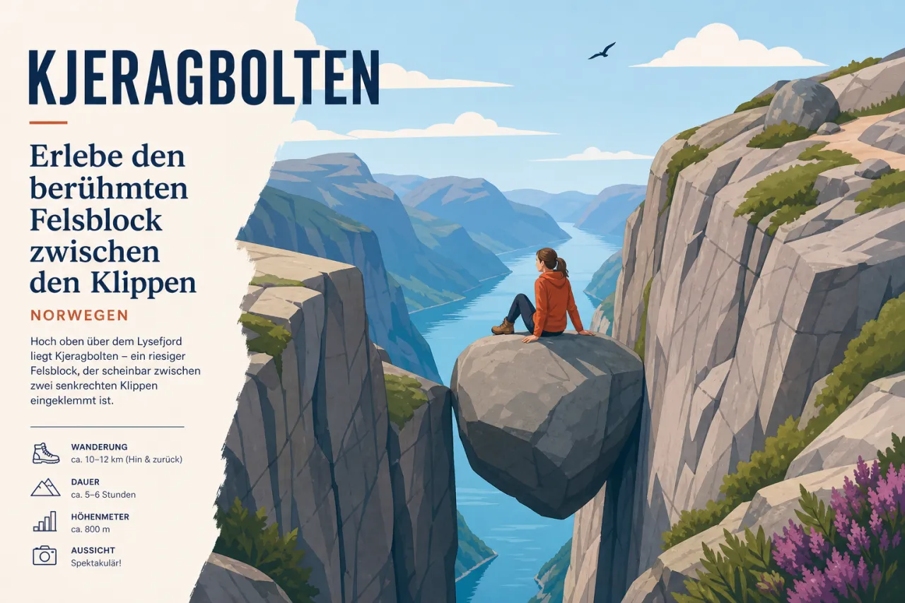 Kjeragbolten: Der Felsblock zwischen den Klippen in Norwegen