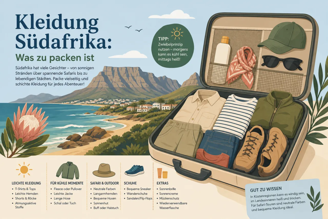 Kleidung Südafrika: Was zu packen ist