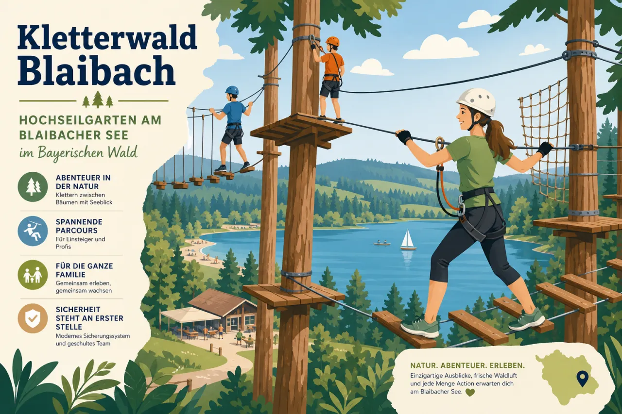 Kletterwald Blaibach — Hochseilgarten am Blaibacher See im Bayerischen Wald