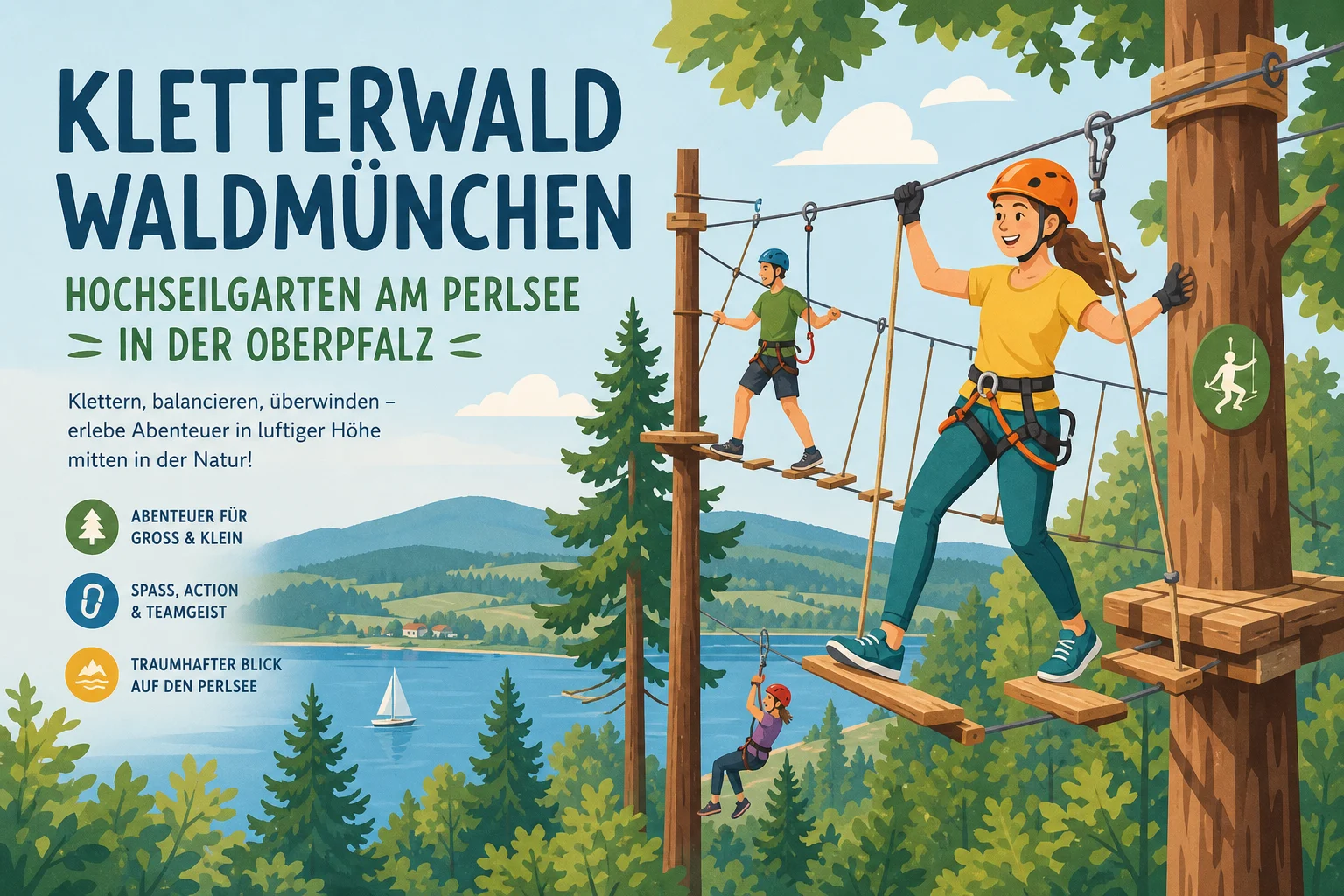 Kletterwald Waldmünchen — Hochseilgarten am Perlsee in der Oberpfalz