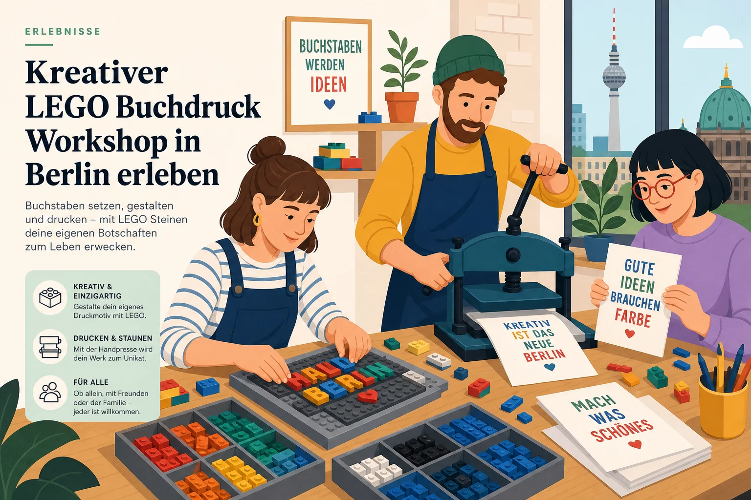 Kreativer LEGO Buchdruck Workshop in Berlin erleben