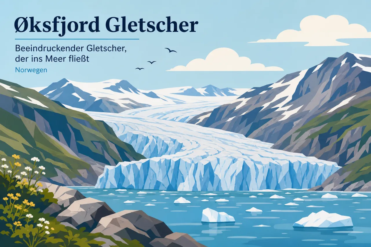 Øksfjord Gletscher: Beeindruckender Gletscher, der ins Meer fließt