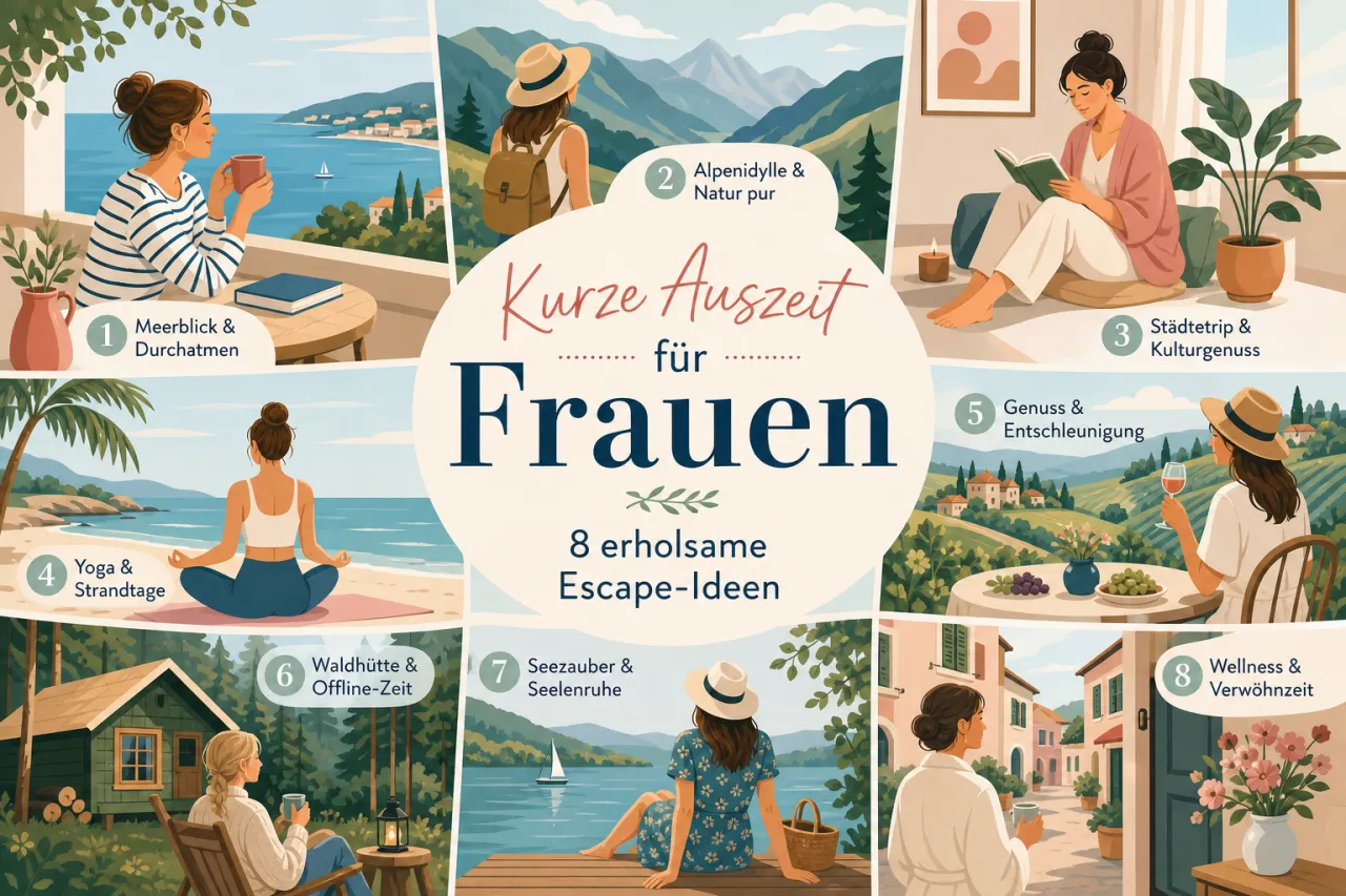 Kurze Auszeit für Frauen: 8 erholsame Escape-Ideen