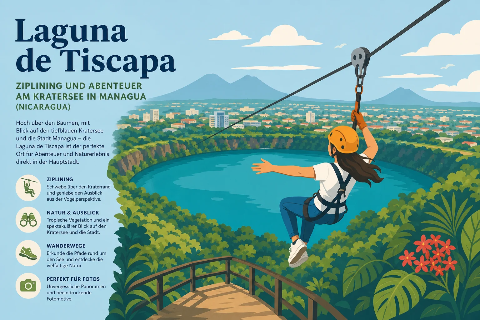Laguna de Tiscapa: Ziplining und Abenteuer am Kratersee in Managua
