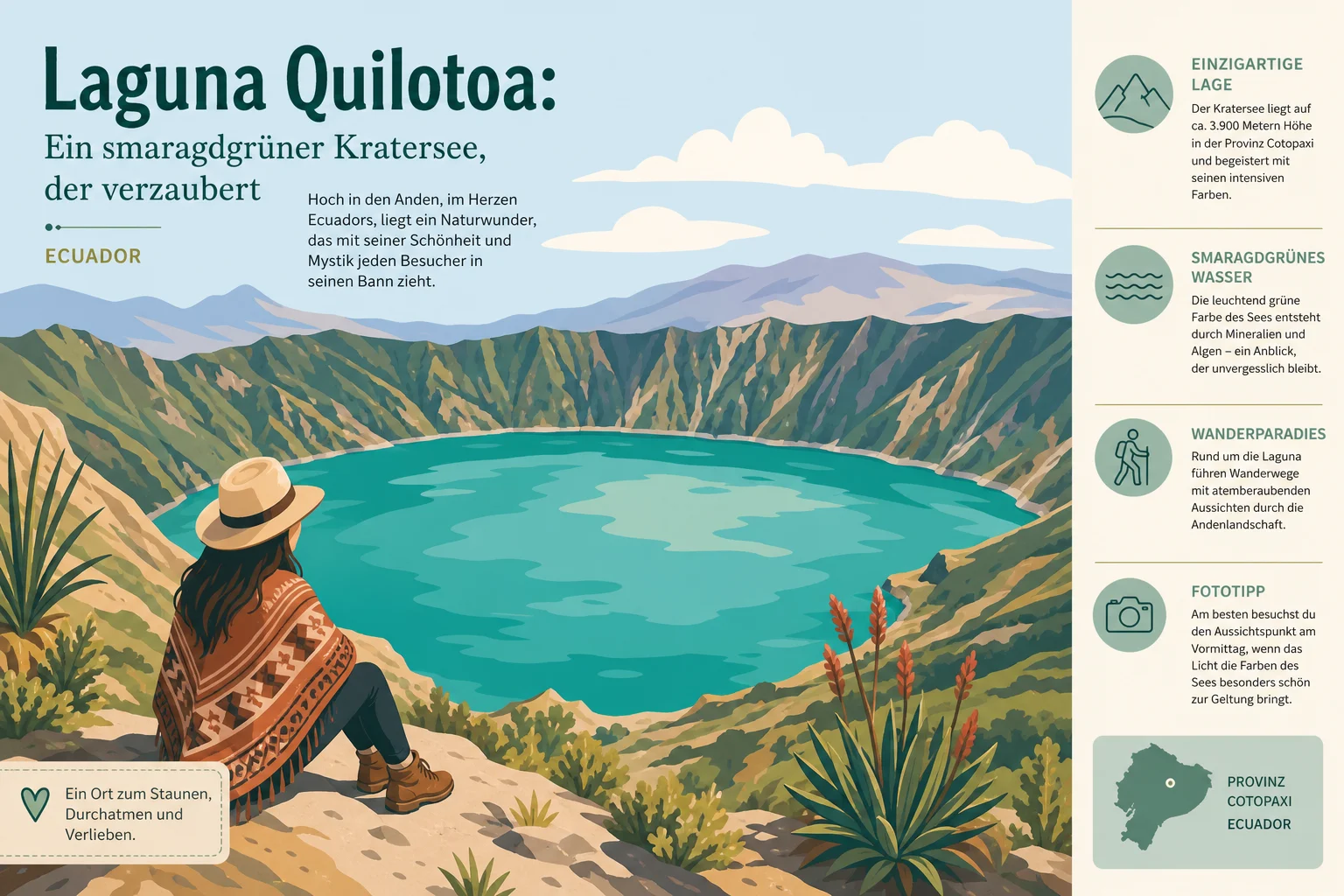 Laguna Quilotoa: Kratersee in Ecuador mit klarer Anreise, Wandern und Andenblicken