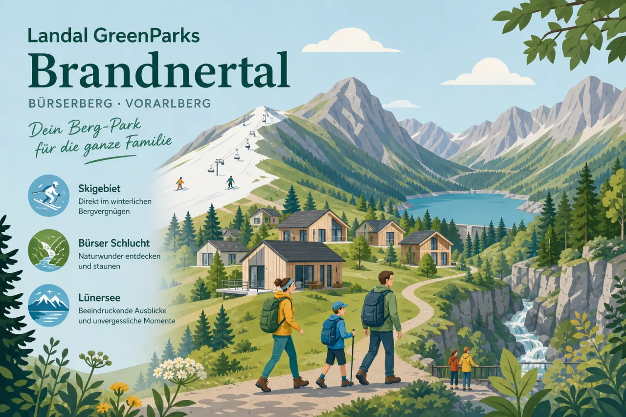 Landal GreenParks Brandnertal in Bürserberg (Vorarlberg) — Berg-Park zwischen Skigebiet, Bürser Schlucht und Lünersee