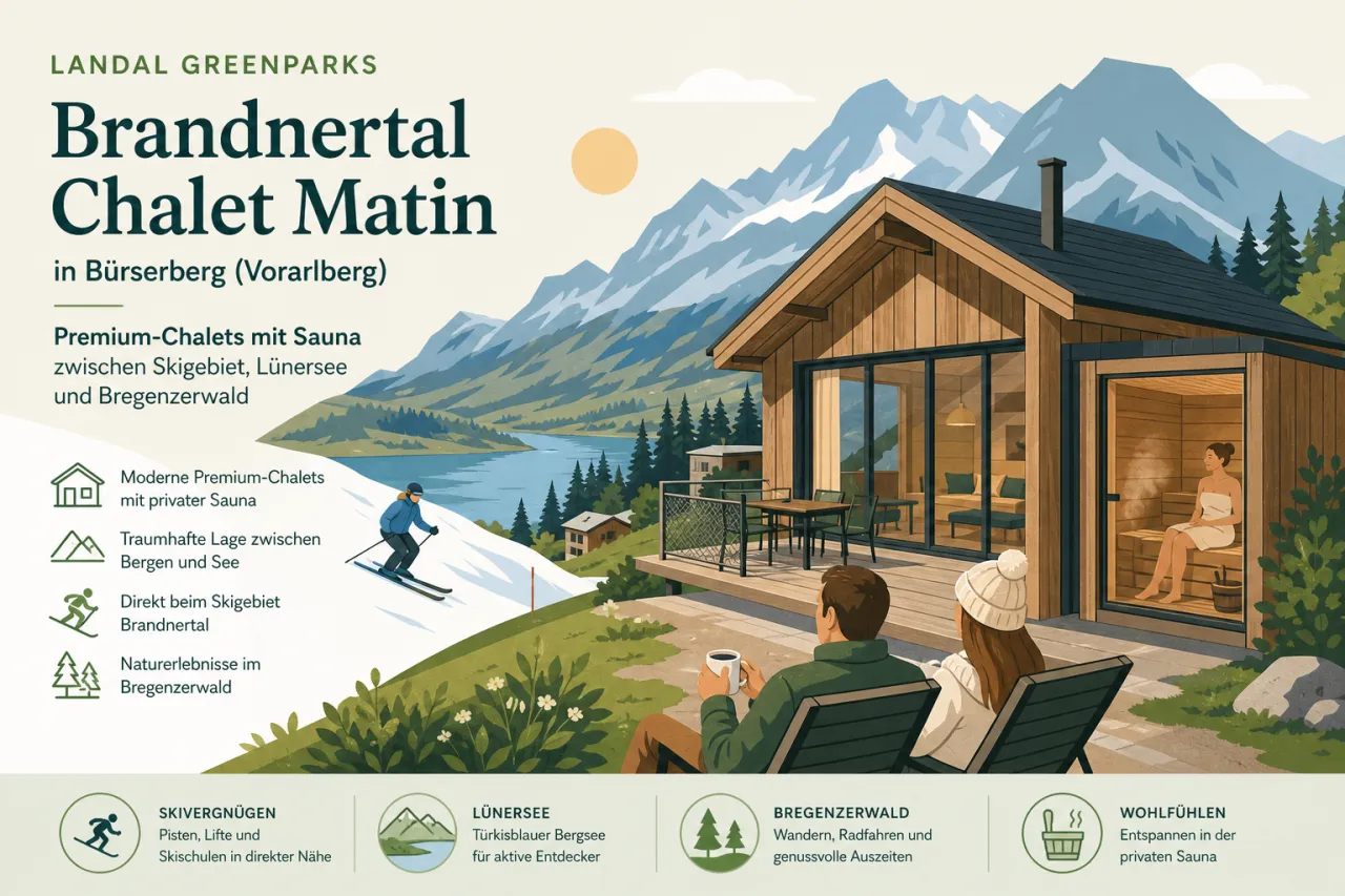 Landal GreenParks Brandnertal Chalet Matin in Bürserberg (Vorarlberg) — Premium-Chalets mit Sauna zwischen Skigebiet, Lünersee und Bregenzerwald