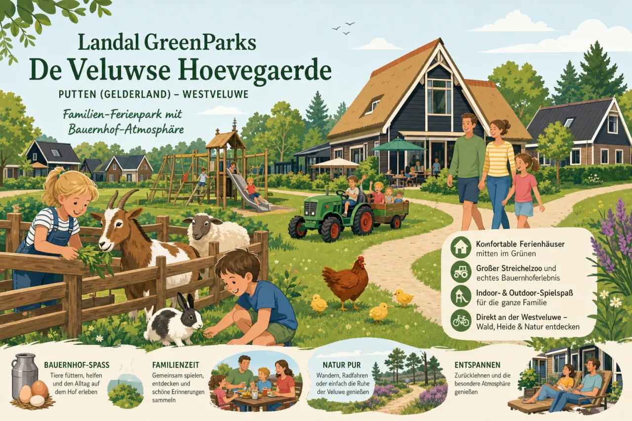 Landal GreenParks De Veluwse Hoevegaerde in Putten (Gelderland) — Familien-Ferienpark mit Bauernhof-Atmosphäre an der Westveluwe
