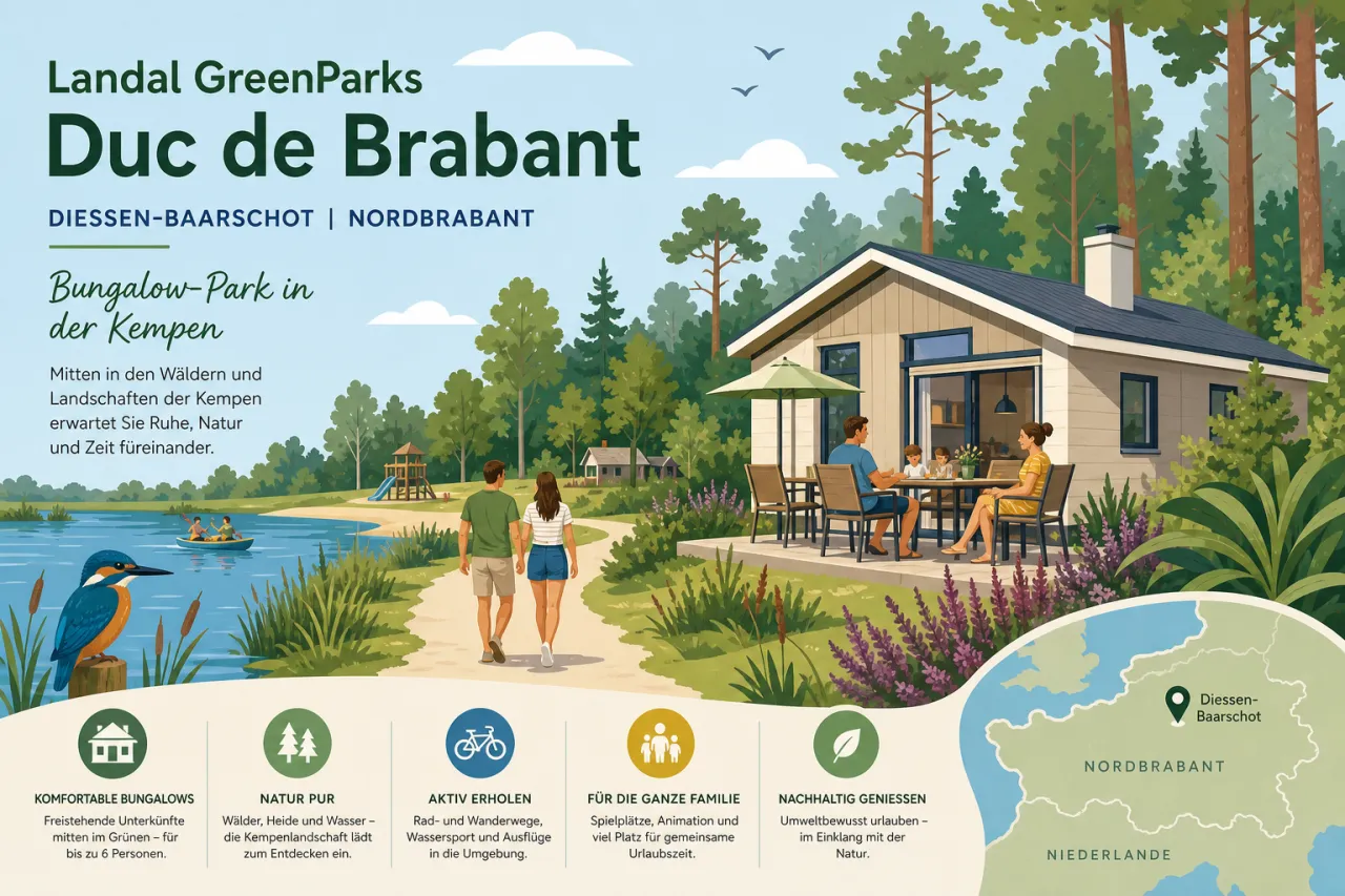 Landal GreenParks Duc de Brabant in Diessen-Baarschot (Nordbrabant) — Bungalow-Park in der Kempen