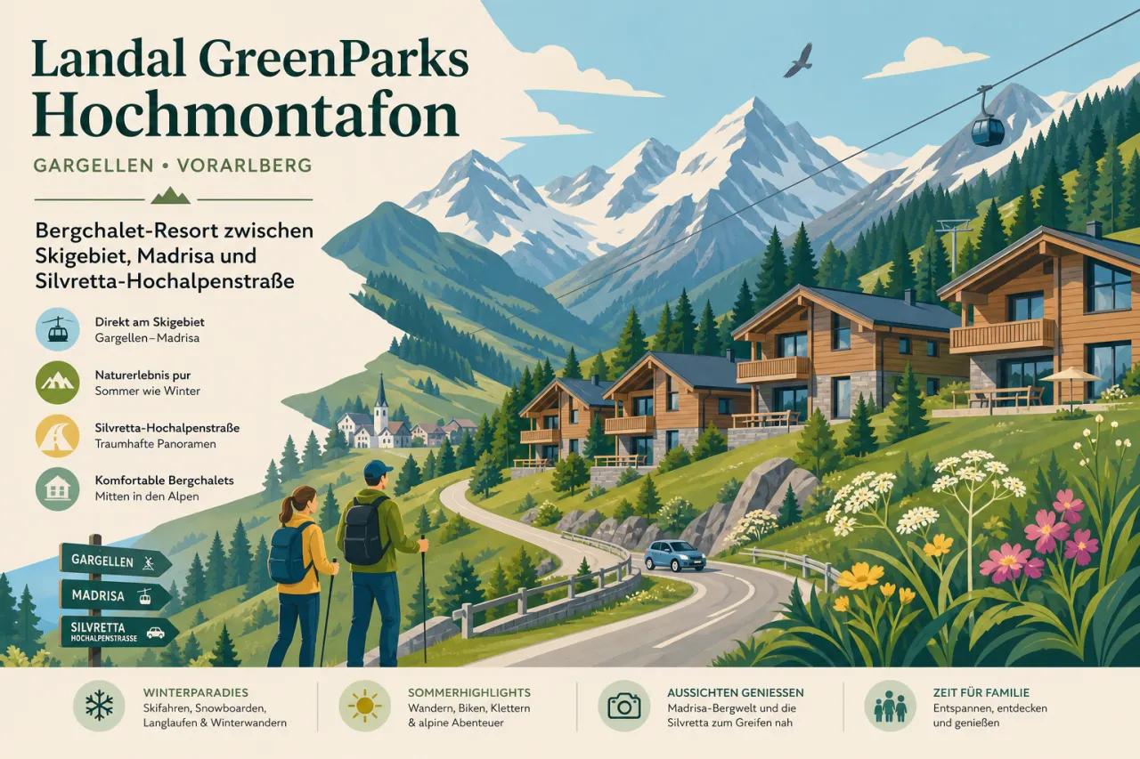 Landal GreenParks Hochmontafon in Gargellen (Vorarlberg) — Bergchalet-Resort zwischen Skigebiet, Madrisa und Silvretta-Hochalpenstraße