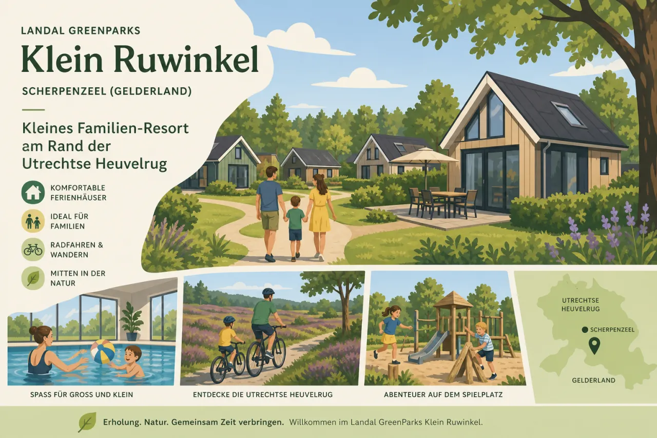 Landal GreenParks Klein Ruwinkel in Scherpenzeel (Gelderland) — Kleines Familien-Resort am Rand der Utrechtse Heuvelrug