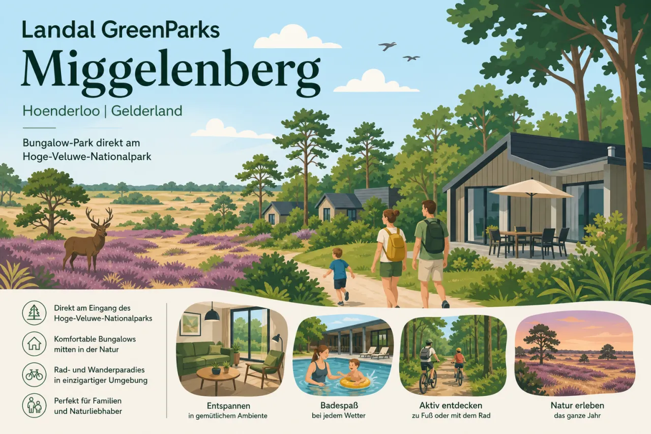 Landal GreenParks Miggelenberg in Hoenderloo (Gelderland) — Bungalow-Park direkt am Hoge-Veluwe-Nationalpark