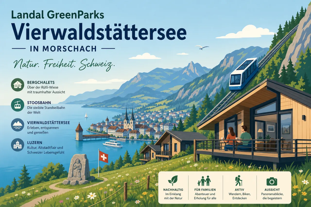 Landal GreenParks Vierwaldstättersee in Morschach — Bergchalets über Rütli-Wiese, Stoosbahn und Luzern