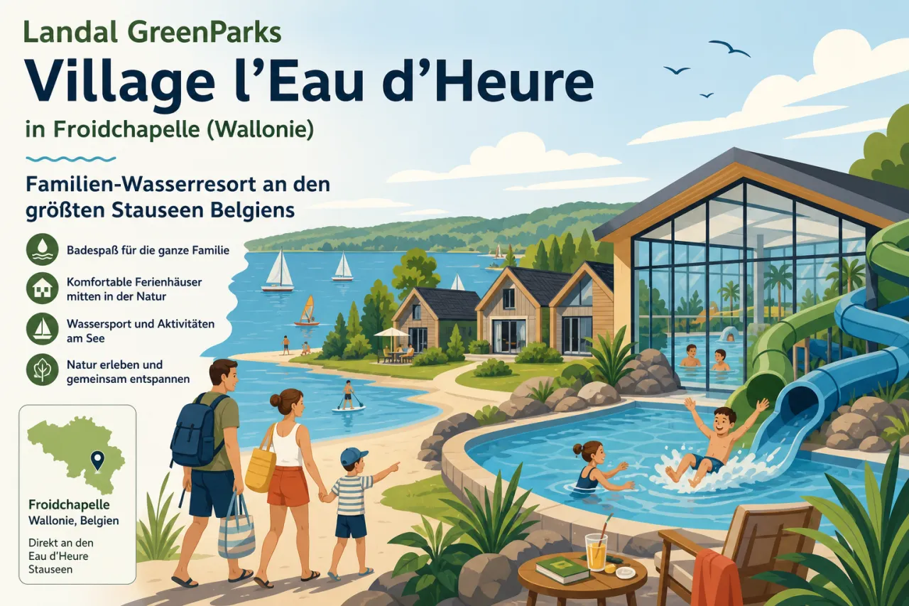 Landal GreenParks Village l'Eau d'Heure in Froidchapelle (Wallonie) — Familien-Wasserresort an den größten Stauseen Belgiens
