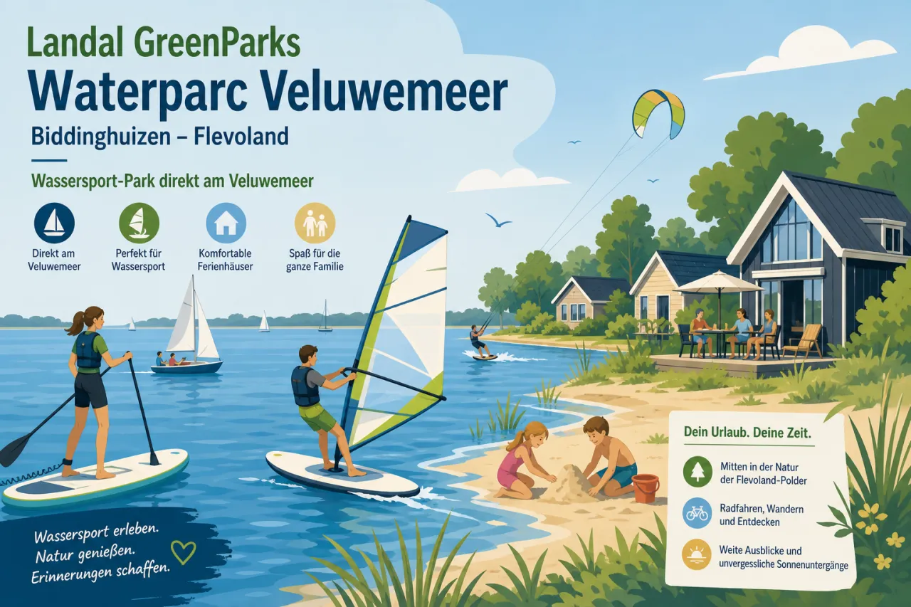 Landal GreenParks Waterparc Veluwemeer in Biddinghuizen (Flevoland) — Wassersport-Park direkt am Veluwemeer